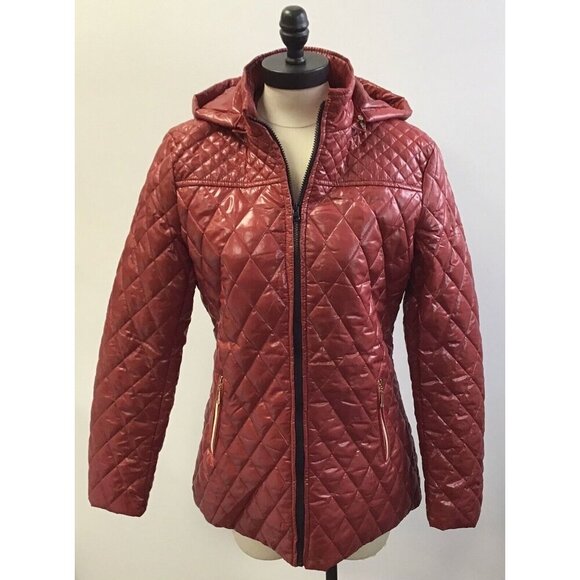 Woman’s Quilted Pattern White Mark Red Large Jacket - Picture 1 of 2